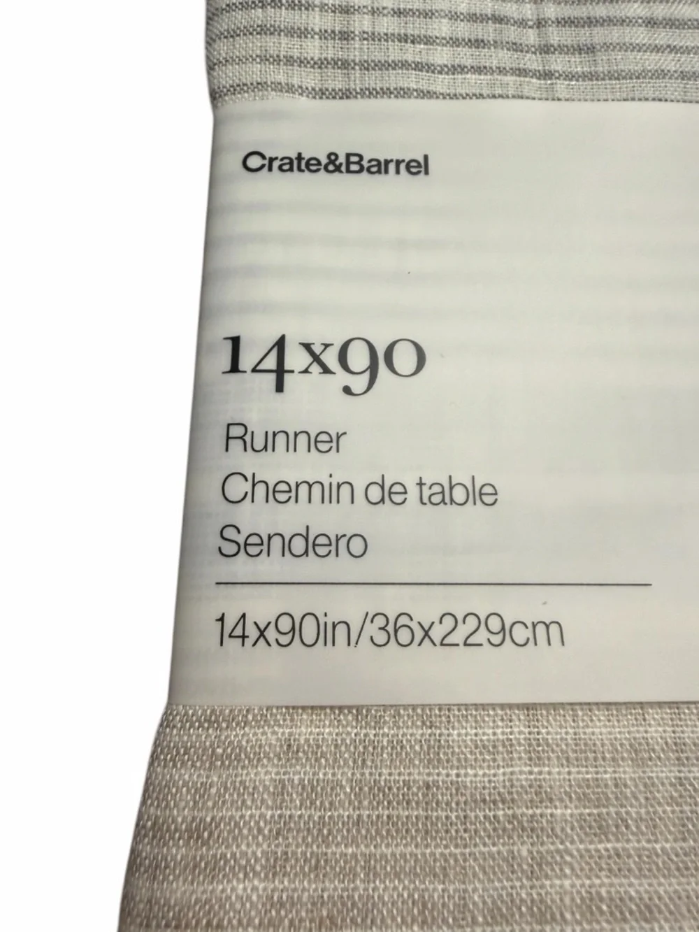 Crate & Barrel Chesney Neutral Linen Table Runner Light Beige New